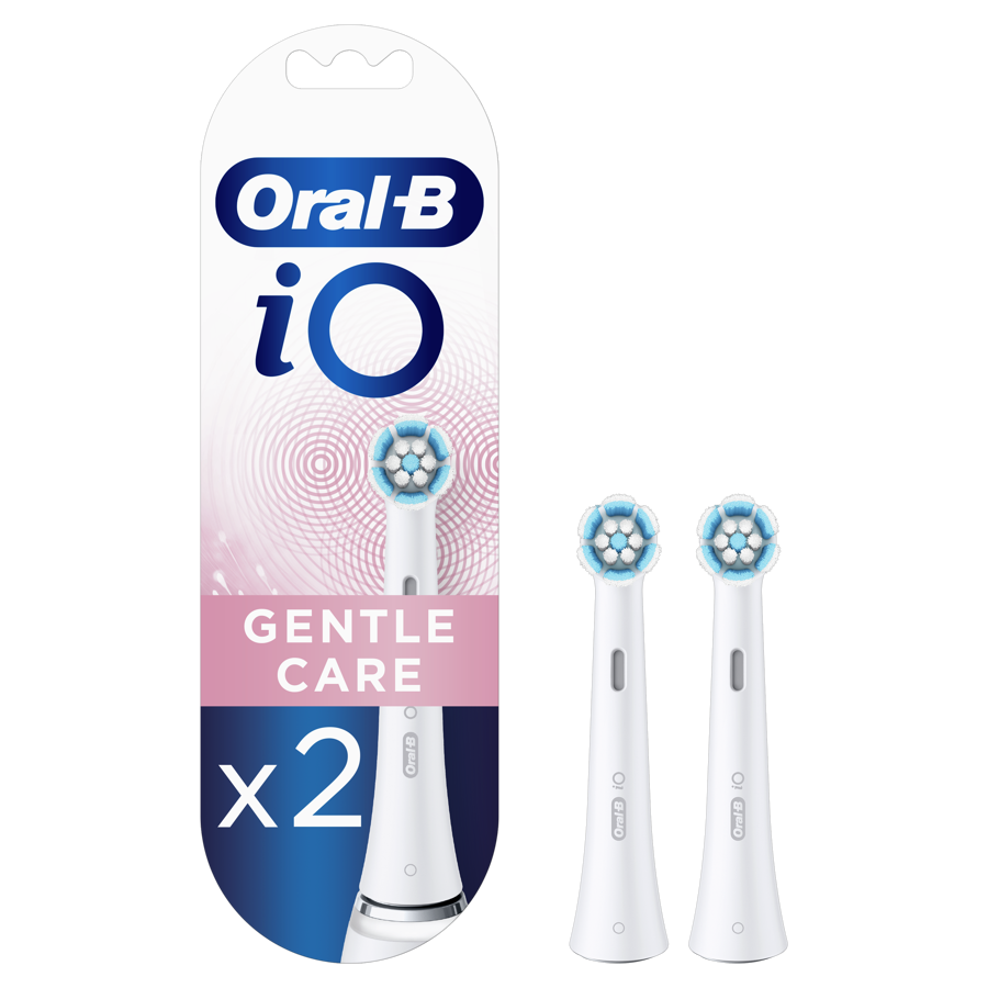 Oral-B iO sērijas elektriskās zobu birstes rezerves galviņas, 2 gab. (gentle care), baltā krāsā