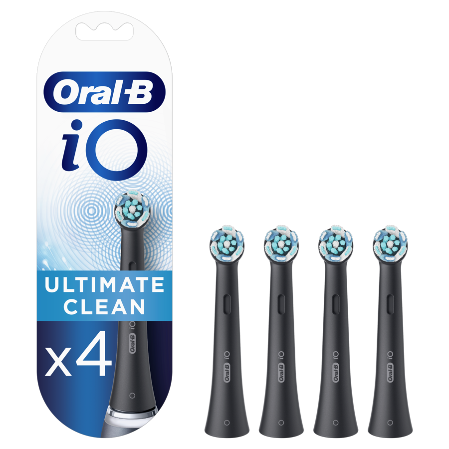 Oral-B iO sērijas elektriskās zobu birstes rezerves galviņas, 4 gab. (ultimate clean), melnā krāsā
