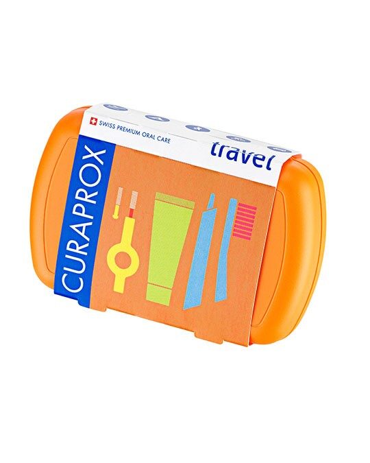 CURAPROX  kompakts ceļojumu komplekts oranžā kastītē