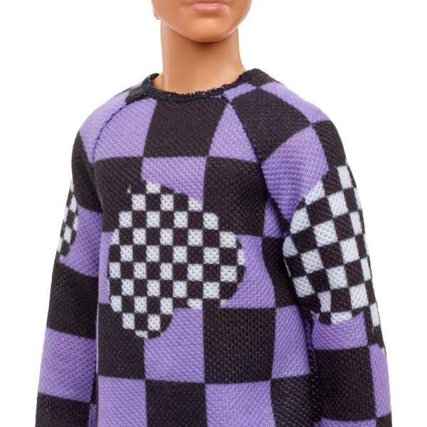  Ken® lelle, HBV25 - blonds, rūtains džemperis, šorti, Barbie® Fashionistas™ 2023. gada kolekcija