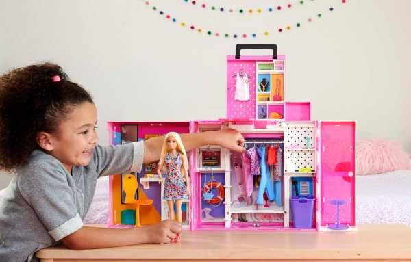 Barbie® lelle un sapņu skapis™ komplekts ar apģērbu un aksesuāriem, 30+ gabali un 15+ glabāšanas vietas, HGX57 