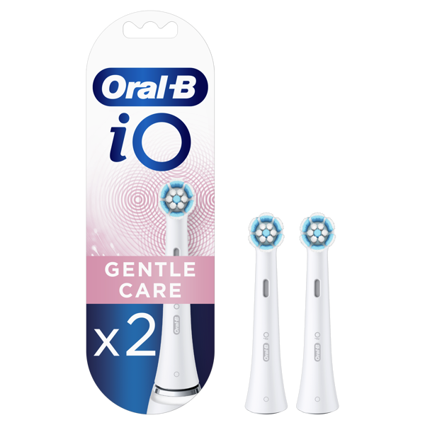 Oral-B iO sērijas elektriskās zobu birstes rezerves galviņas, 2 gab. (gentle care), baltā krāsā