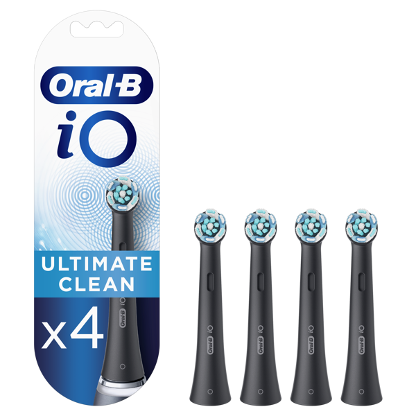 Oral-B iO sērijas elektriskās zobu birstes rezerves galviņas, 4 gab. (ultimate clean), melnā krāsā