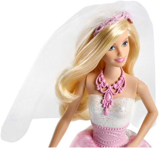 Barbie® Līgavas lelle baltā un rozā kleitā ar plīvuru un pušķi, 1 gab., CFF37